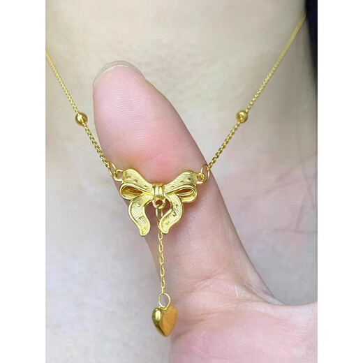 Feng Feili 18K gold-filled bow love necklace fashionable fugitive princess clavicle chain for women love bow necklace