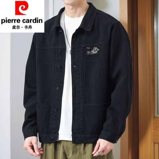 Pierre Cardin Jacket Herren Frühling und Herbst 2025 Neues Hemd Revers Herumn Herren Work Jacket Frühherbst Jacke Top [Upgrade-Version] K12806 Black 5XL [Empfohlen 180-200jin [Jin Equals Equals 0,5 kg]]