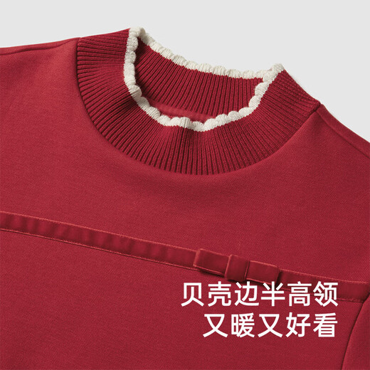 YEEHOO girls' skirts plus velvet autumn and winter warm girls' dresses long-sleeved skirts festive New Year's wear