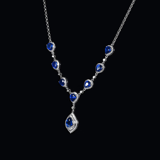 HEEKAIYI Sapphire Necklace for Women Royal Blue 18k Gold Diamond Pendant Chinese Valentine's Day Birthday Gift for Wife and Girlfriend Selected 6.46 Carat/Royal Blue/Double Certificate
