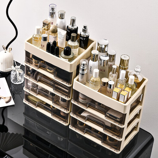 Cosmetic storage box, simple large-capacity drawer style desktop dustproof student dormitory office bedroom ins style four-layer three-drawer style 25.8*19*29cm
