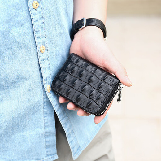 Goldlion Crocodile Muster Card Bag Herren echtes Leder Großkapazität Herrener Multi-Karten-Mode-Jugend-Orgel kleiner Karten Vorhaut 3892 Krokodil zurück (Top-Layer-Cowd.)