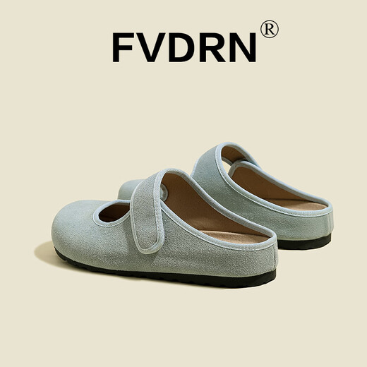 Luxury style Birken half-slippers for women lazy people pedal 2025 summer new thick sole high-rise Velcro casual Baotou sandals HCS-828-2 blue 38