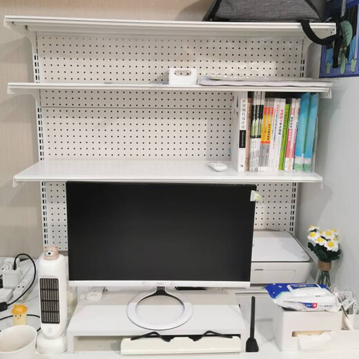 Table hole board bookshelf storage rack no punching wall metal hole desk combination study room rental 1st floor white 56*34*95