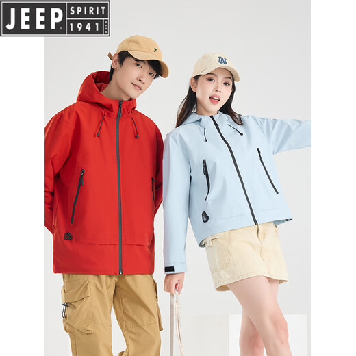 吉普（JEEP）小个子冲锋衣外套男春秋季2025新款户外防风防水登山服男女款上衣 DN-99577柠檬黄-女款 短版 S