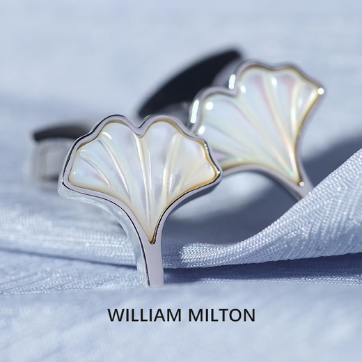 WILLIAM MILTON珍珠贝母三生有幸袖扣男士新婚生日定制袖口钉礼物 三生有“杏_