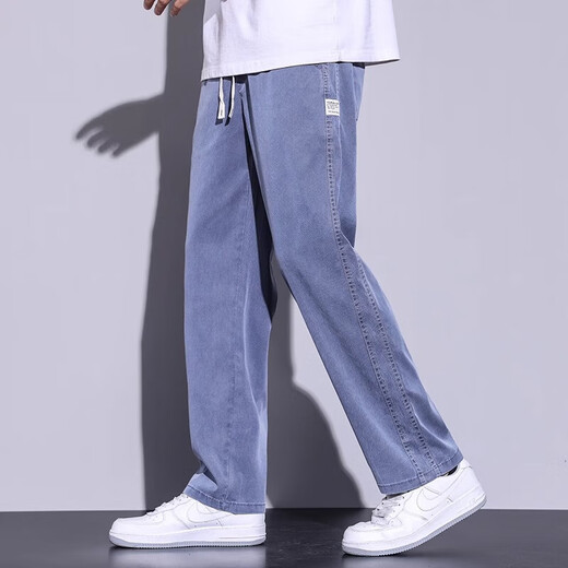 Woodpecker casual pants for men 2025 summer new trendy versatile wide-leg straight-leg pants for men slim loose casual pants for men 1048 dark gray M Recommended 90-105Jin [Jin equals 0.5 kg]_One size