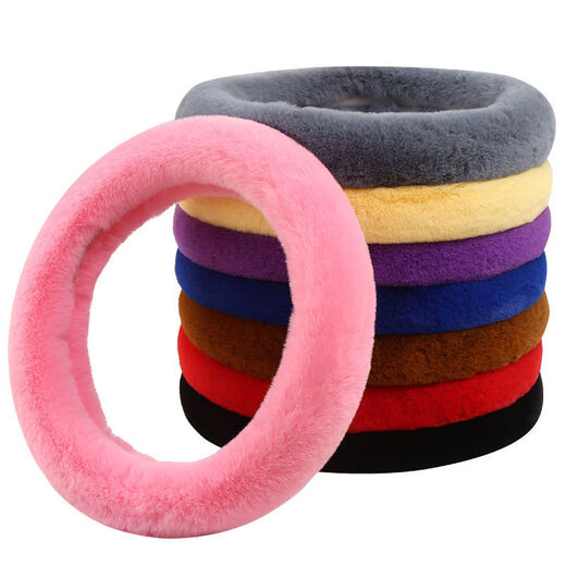 SUOTJIF car steering wheel cover winter warm steering wheel cover plush car steering wheel cover gray round O-shaped