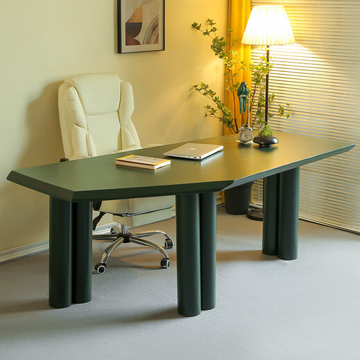 Haoyikaijia simple modern solid wood computer light luxury minimalist style special-shaped designer office boss workbench size 130*80*75 (elegant black)