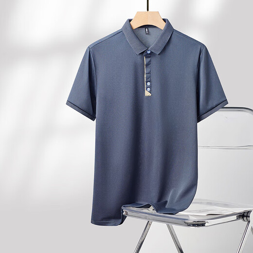 七匹狼新款中年男士短袖T恤爸爸装衣服夏装翻领上衣父亲男装polo衫休闲 9866黑色 XL 52/175