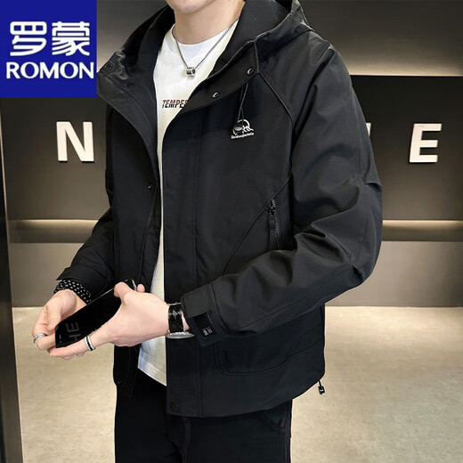 Veste pour hommes Romon Automne Nouvelle veste de travail à capuche Veste masculine Veste de veste en ventre lâche veste mince pour hommes moutarde verte jk9197 m