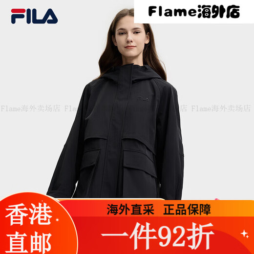 斐乐（FILA）FILA 官方女士梭织外套2025春新款时尚简约休闲宽松 正黑色-BK XS155/76A 均码