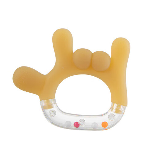 Baby teether, molar stick, baby toy, baby teether, boilable food-grade silicone anti-eating tool, OK gesture gesture-baby rattle teether + silicone anti-chain
