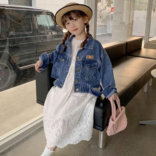 Girls Dress Spring and Autumn 2025 New Style French Style Girls Princess Dress White Children's Pure Cotton Hollow Long Skirt White 160