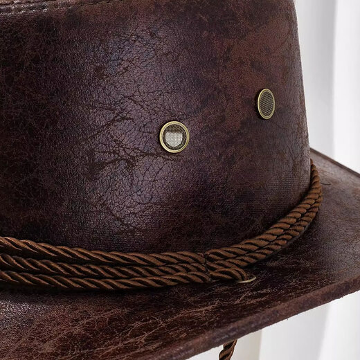 XINBUCKS Western Cowboy Hat Men and Women Minority Style Leather Leisure Travel Hat British Beach Sunshade Mountaineering Hat Black (Clean Version) Suitable for 55-60CM