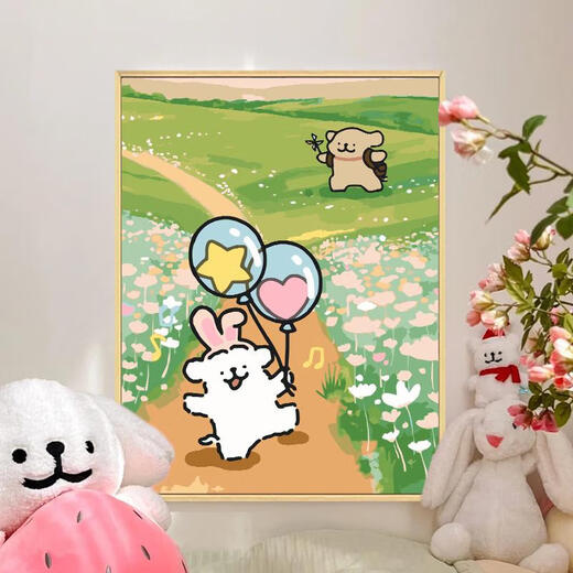 三栖虎新款数字油画填充填色手工绘丙烯油彩画装饰挂画 q9794 30*40cm加厚实木内框