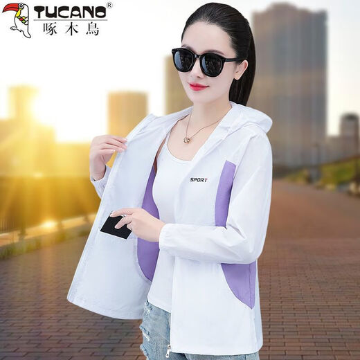 Woodpecker Suncreen Veste de la femme 2025 Été Nouveau UV Casual UV Breatch Suncreen Shirt Purple [crème solaire respirante] M (Convient pour 80-95 Jin [Jin est égal à 0,5 kg]))