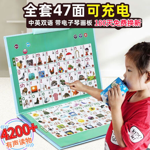 智慧鱼儿童中英文电子点读书早教书幼儿有声读物宝宝学习机点读笔发声书 汉语拼音点读书-充电款