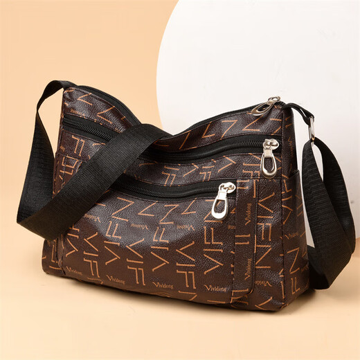 
PSVORT new versatile and atmospheric middle-aged women's bag mother bag multi-layer soft leather one-shoulder crossbody bag mother-in-law bag crossbody bag arrow pattern