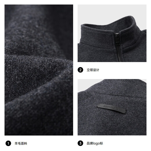 Septwolves Wool Jacket Men's Autumn Stand Collar Jacket Men's Lining Anti-static Simple Business Work Versatile Men's Clothing