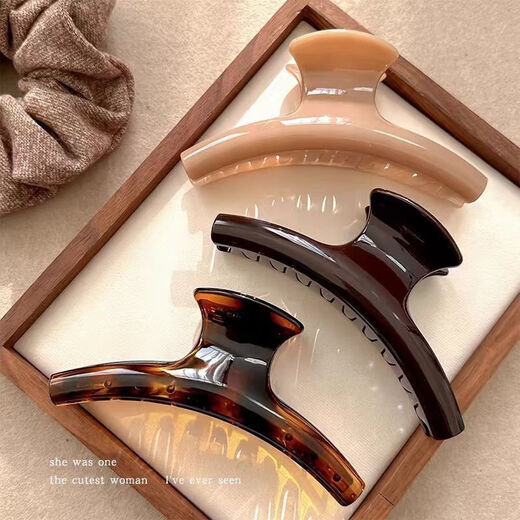 French high-end super-large curved grabber clip for women's new back-of-the-head hairpin hairpin with large hair volume, extra-large curved shape, chocolate color, about 15 cm