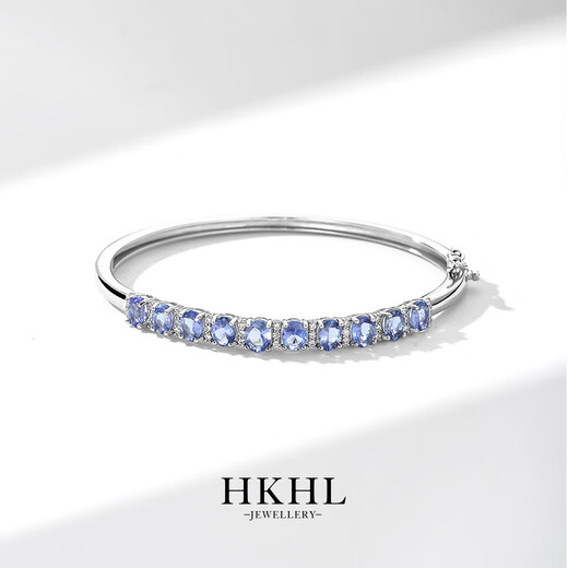 HKHL 925 Silver Natural Tanzanium Sapphire Bracelet Women's Silver Bracelet Light Luxury Niche Color Treasure Decoration Hand Decoration Girl Girdal Gift Tanzanium Stone Openter and Close Bracelet [Certificat + Light Luxury Boîte-cadeau]