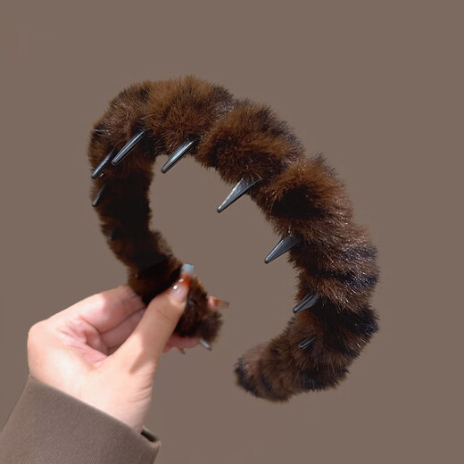 Songchuang Mengyu Autumn and winter cute KT cat headband hair accessories milk coffee color fashionable cat ear hairband sweet cartoon coffee color flower Kitty cat headband-head style