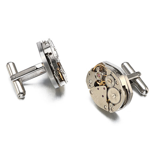 Nosskiss High-End Manschettenknöpfe exquisite mechanische Uhr Bewegung Manschettenknöpfe Herrenhülsennagel Diamant Nicht-Mobile Bewegung Geburtstag Geschenk Silber Silber