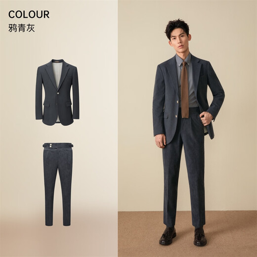 Guillomont Corduroy Suit Men's Jacket Brown Casual Unisex Commuting Autumn and Winter Retro Thickened Suit Suit Crow Blue Gray Top + Pants 48