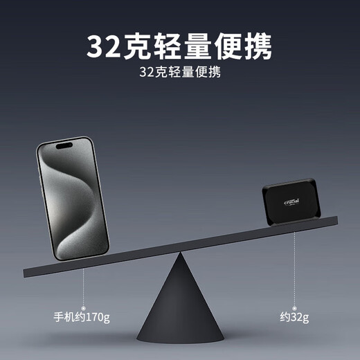 英睿达 CRUCIAL移动固态硬盘USB3.2GEN2 TypeC 三防加密 原厂颗粒 X9【读速1050MB/s】2米防摔 1TB