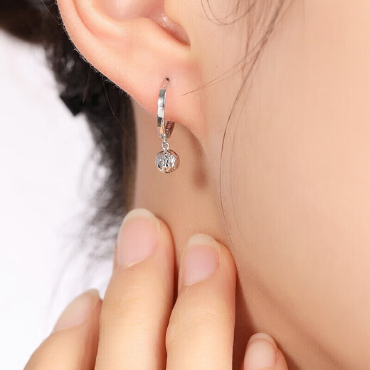 Zokai PT950 platinum earrings, round earrings, simple and versatile Chinese Valentine's Day gift E01981