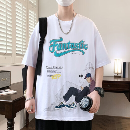 Kuzhang (Kuzhang) Camiseta de manga corta de verano para niños, estudiantes de secundaria y senior de secundaria de algodón puro algodón de algodón para adolescentes y niños grandes y modernos camisetas guapas JT693 beige M 75-105Jin [Jin equivale a 0.5 kg]