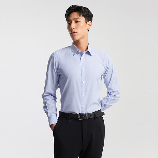 Youngor men's striped 100-count DP no-iron spring new business casual long-sleeved shirt 10273