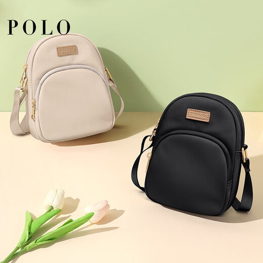 POLO斜挎包小包女挎包牛津布2025夏季新款轻便背包新款百搭手机包 杏色