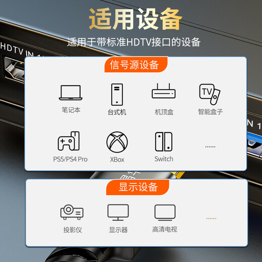 
Jinghua HDMI cable version 2.1 8K60HZ ultra-clear 4K144Hz compatible with HDMI2.0 laptop set-top box TV monitor projector video connection cable 3m H655H