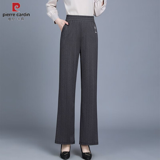 Pierre CARDIN (PIERRE CARDIN) middle-aged m mother wide-leg pants summer thin casual pants loose new straight middle-aged elastic large-size women's pants houndstooth 2687 early summer thin XL 80-95Jin [Jin equals 0.5 kg]