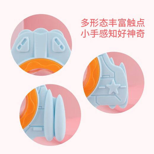 Baby bite molar stick, infant silicone teether, molar teeth fixator, rattle teether, aircraft ring teether, airplane - rattle blue + PP chain anti-fall chain + box