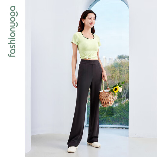凡圣瑜伽服直筒显瘦户外跑步休闲运动2025新款阔腿裤长裤女F15913 奶润白 S