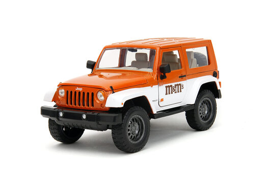 Jada 1:24 Jeep Wrangler alloy car model 2007 orange doll set children's remote control toy portable