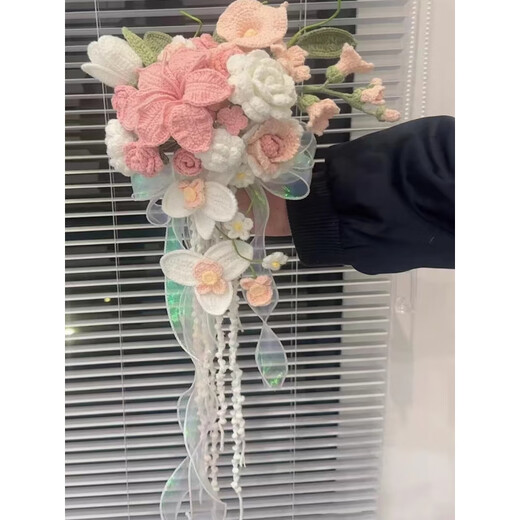 Diy Handmade Handm Hook Waterfall Bride Bouquet Material Paquete mejor amigo Regalo de boda Lily Phalaenopsis Orchid Flower Producto terminado