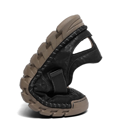 Sandales masculines 2025 Sandales décontractées de mode d'été Houghtweight Houghtable Cool One Foot Punching Sandales Sandales Rouge-brun [Cuir Microfibre A677] 42