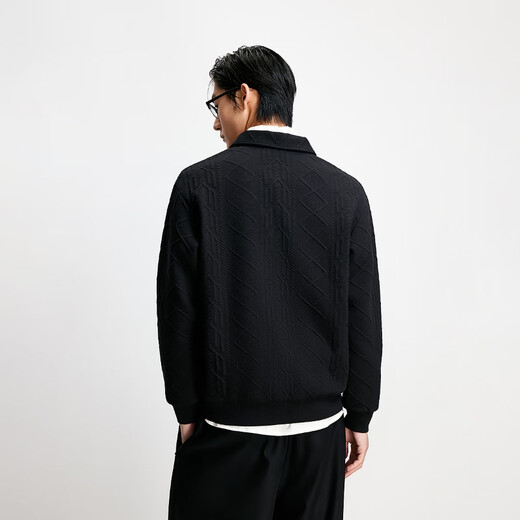 JACK&JONES мужская осенняя повседневная универсальная текстурированная жаккардовая вязаная свободная толстовка с воротником-поло 225333068