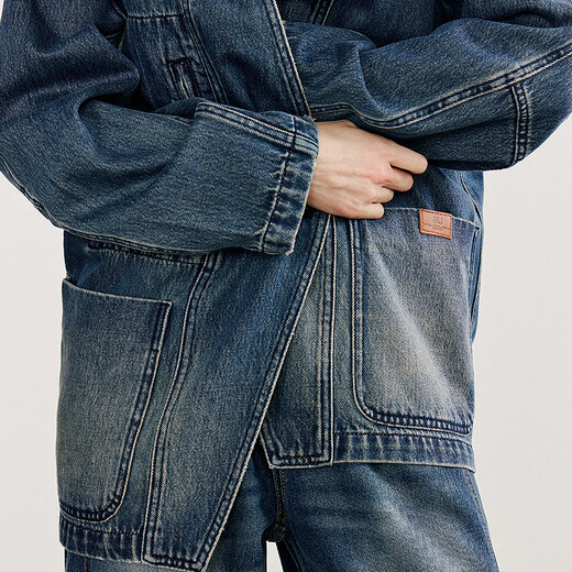 Chaqueta casual de chuyu para mujeres 2025 Autumn New Retro French Denim Flow Heavy Industry Chaqueta Top Osck Blue M