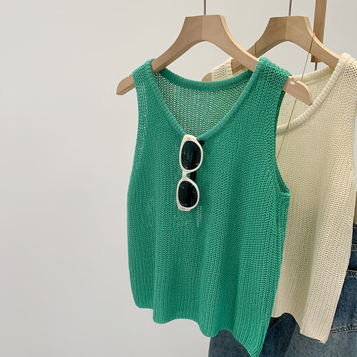Victorias Stil koreanischer schöner hohl lose ärmellose High-End-Weste-Hosenträger für Frauen 2025 Sommer neuer Stil super gut aussehende äußere Top-Aprikosenfarbe All Size
