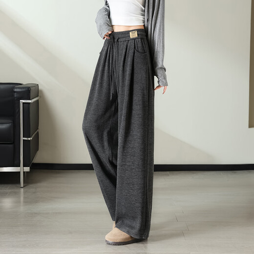 TONLION 2025 Pantalones de pierna ancha de cintura alta para mujeres Pantalones casuales versátiles de estilo coreano delgado