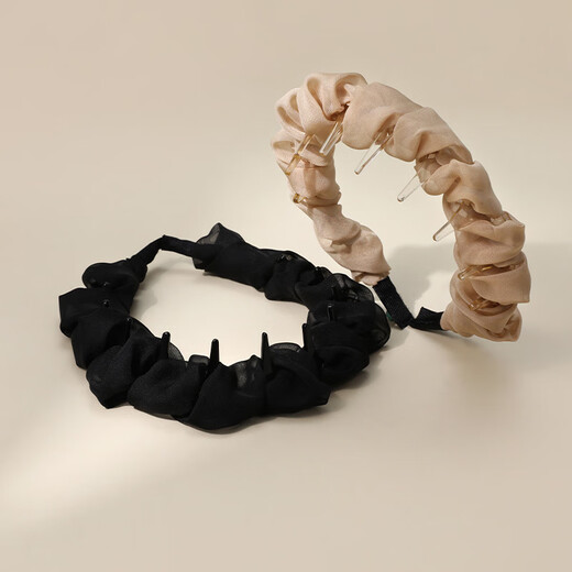 Chimera (CHIMERA) 2-piece mesh pleated headband, non-slip toothed headband, hair volume, high skull hair accessories, headband, girl's birthday gift