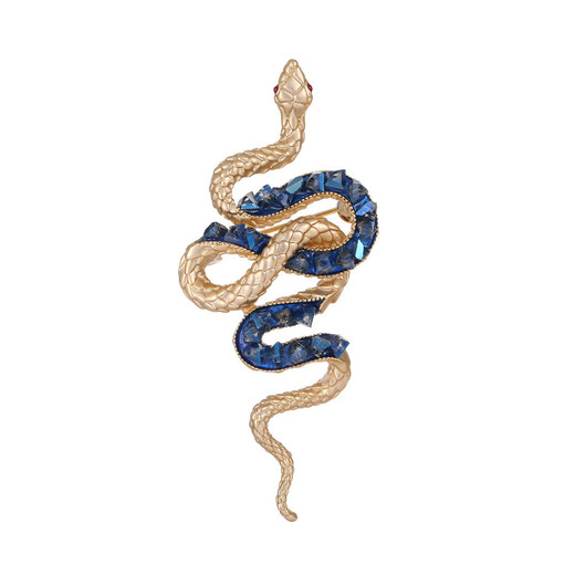 Qianjun 2025 new python brooch, high-end women's exquisite versatile snake-shaped corsage brooch with various designs 1 gold blue