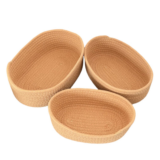 Finger willow storage box desktop miscellaneous storage basket cosmetics snack entrance hand-woven cotton storage basket boat-shaped basket gray small size 22*12*7cm