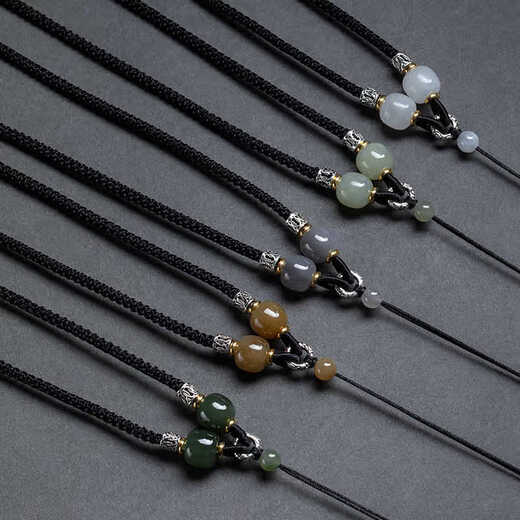 Crystal Hetian jade pendant lanyard hand-woven necklace rope safety buckle Pixiu gold jade high-end hanging neck rope for men and women black rope-white jade