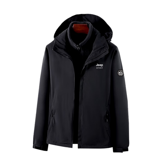 JEEP SPIRIT Jeep three-proof jacket men's autumn and winter windproof jacket versatile dad men's top black XL